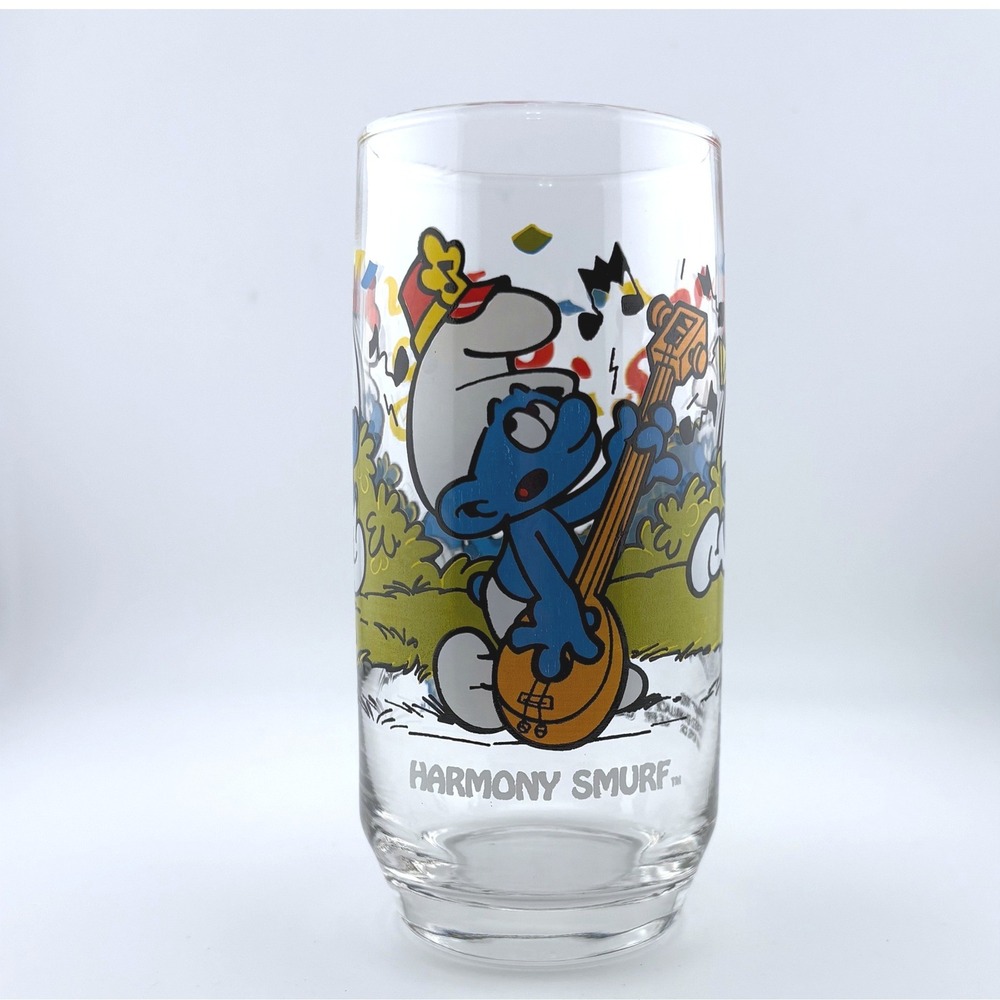 Vintage 1983 Smurfs Harmony Smurf Collector‎ Glass Wallace Berrie Peyo Tumbler